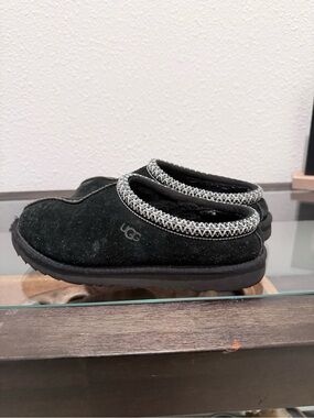 UGG Kids Black Slip-On Suede Clogs with Braided Trim